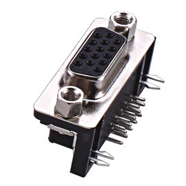 WCON D-SUB समकोण पैर D उप कनेक्टर 8.89mm sel.1U "Au / Sn PBT ब्लैक फॉर पीसीबी ROHS